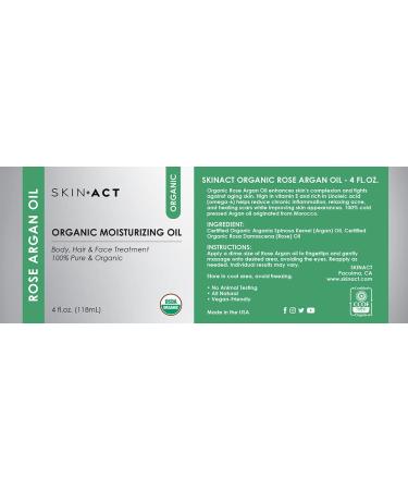 USDA Organic Argan Oil with Rose Oil - Instant Skin & Hair Moisturizer (4 OZ) | Best Hydrating Oil for All Skin Types - Buy Online on GoSupps.com