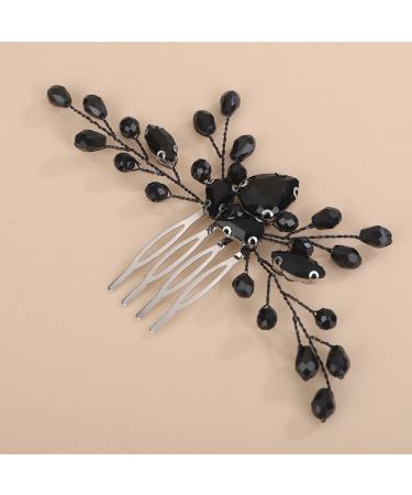 Chargances Bridal Black Crystal Teardrop Hair Comb Wedding Rhinestone Hair Side Comb Fashion Handmade Hair Accessories for Prom Flower Girl Headpieces - Buy Online on GoSupps.com