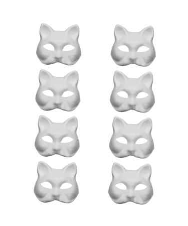 Toyvian 8pcs Pulp Blank Mask Unpainted Cat Party Mask Cat Women Mask Cat Birthday Diy Full Cosplay Diy Cosplay Mask Paintable Mask Paper Cat Cat White Aldult Man
