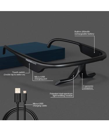Touch Beauty Light Therapy Glasses AG-2146B - 2-in-1 Sleep & Energy Boost with Green/Red Light | Includes Travel Case - Buy Online on GoSupps.com