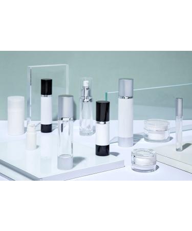 Luxe Airless Pump Bottle 50 ML - Clear & Matte Silver Lid for Homemade Beauty Products Lotion & Serum - International Shipping Available - Buy Online on GoSupps.com