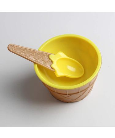 fublousRR5 Ice Cream Bowl & Spoon 2Pcs Lovely Ice Cream Dessert Bowl Spoon Tableware Kid Party Dinnerware Supplies Durable Non-Toxic Yellow - Buy Online on GoSupps.com