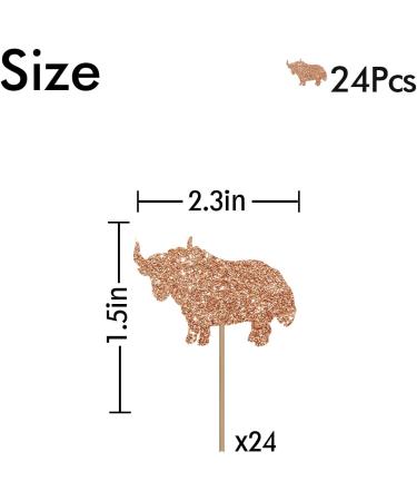 Rhinoceros Cupcake Toppers Rhino Birthday Cupcake Toppers Zoo Themed Dessert Picks Safari Birthday Party Decoration - Brown Glitter - Buy Online on GoSupps.com