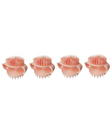 Fomiyes 4 pieces soft syrailed shampoo brush hair shampoo scalp massage cleaver. Headwear Haar mass layer care bathing brush/massage brush shower head brush head pebble gel pink 25.70x7.50x2.60cmx4pcs rosax4stk