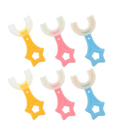 DOITOOL Children Toys U Shape Kid Toothbrush Cleaner: 6Pcs Silicone Infant Training Toothbrush Extra Bristles Soft Biting Ring for Babies Toddlers Gums with Teething Handle Style 1 Kids Tools Assorted Color-1