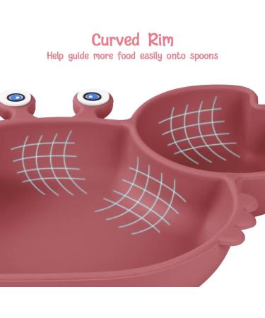 Vicloon Baby Silicone Suction Plate - Non Slip Toddler Divided Plate for Self Feeding Training | Baby Weaning Plate for Highchairs - Rose Red - Buy Online on GoSupps.com