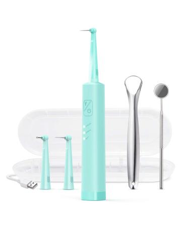 Electric Dental Calculus Remover EKUPUZ Tartar Scraper Plaque Remover for Teeth Teeth Stain Polisher with Dental Mirror & 2 Cleaning Heads Teeth Cleaning Tool Rechargeable (Blue)