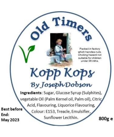Old Timers Kopp Kops Hard Boiled Sweet by Dobsons in Victorian Style Plastic Jar 970 millilitre 800 gram - Buy Online on GoSupps.com