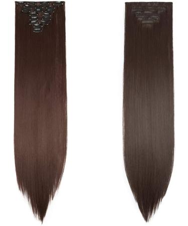 Silk-co 23 Inch Light Brown Clip in Hair Extensions - 8PCS Long Straight Synthetic Hair Pieces for Full Head - Buy Online on GoSupps.com