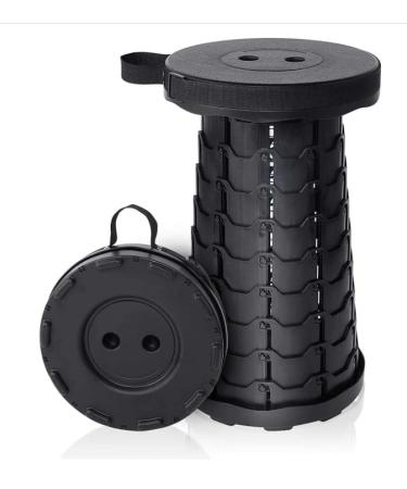 Telescoping Camping Stool, Collapsible Portable Stool, Adjustable Foldable Stool for Camping Gym Rave Party Parks Fishing Hiking BBQ Gardening Max Load 400 LBs (Black)