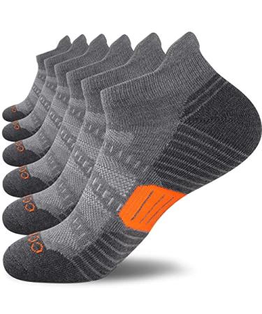COOVAN Mens Ankle Athletic Socks Running Cushioned Breathable Casual Low Cut Tab Socks - 6 Pack One Size 6 Pack-light Grey_1