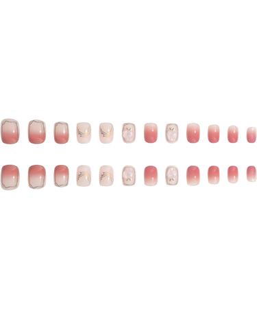 Square Short Fake Nail Full Cover with Glue Detachable French Gradient Press on Nails 24 Pieces Finger Nail Art Tips for Nail Salons and Women DIY Nail Art - Buy Online on GoSupps.com
