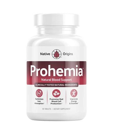 Prohemia Natural Blood Builder Iron Supplement and Support for Healthy RBC & Oxygen Levels and Red Blood Cells Production for Women and Men - 60 Pills 60 Count (Pack of 1)