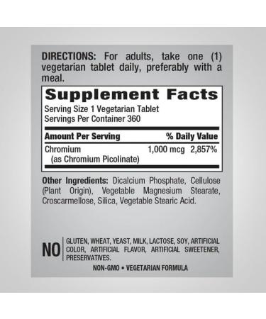 Chromium Picolinate 1000mcg 360 Tablets | Non-GMO & Gluten-Free | Piping Rock - Buy Online on GoSupps.com