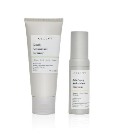 Anti-Aging Face Cleanser and Firming Lotion with Antioxidants and Green Tea Extract