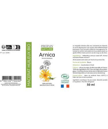 Organic Arnica Macerate 100% Natural From France 50 ml PROPOS'NATURE - Buy Online on GoSupps.com