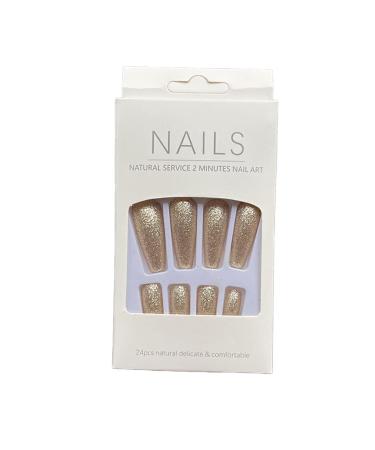 AUklOPVZZ 1 Set French Tip Press on Nails Solid Color Extension Shimmer Fingernails Decals Full Cover Salon Gifts Manicure Kit H33-champagne jelly glue