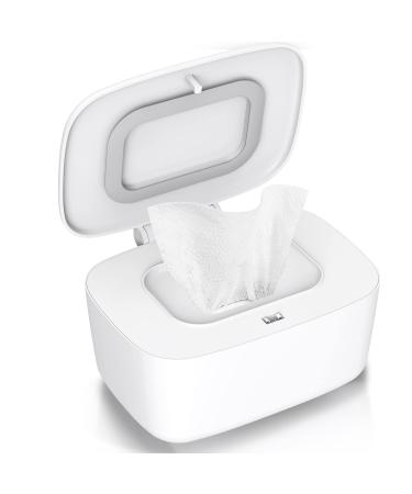 QDTTSRY Wipes Dispenser, Wipe Holder for Baby, Refillable Wipe Container, Large Capacity, Portable Press to Open, Non-Slip, Sealing Lock Water Wipes Pouch Case White