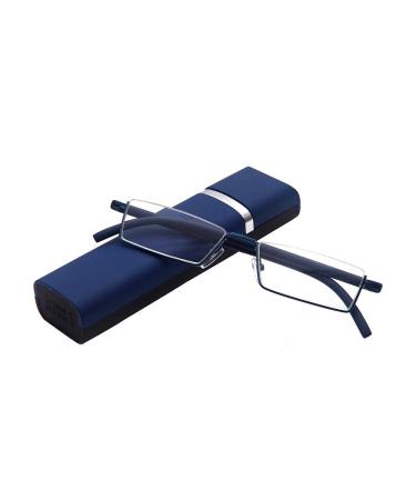Kokobin reading glasses with ultra -light TR90 frame reading aid Half -gaps made of metal frame with half -frame visual help with glasses case for women and men (blue +1.25) blue +1.25 Dioptria