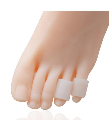 12 Pieces Gel Toe Sleeves Corn Cushion Silicone Pinky Toe Tubes 2 Different Size Protectors for Cushions Corns Blisters Nail Issue Reduce Friction Bunions Hammer Toes (White)