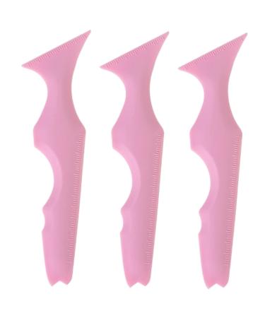FOMIYES 3pcs Silicone Beauty Ruler Makeup Mascara Marscara Drawing Aid Eyeshadow Template With Wings Model 15X4.15CM Pink-2