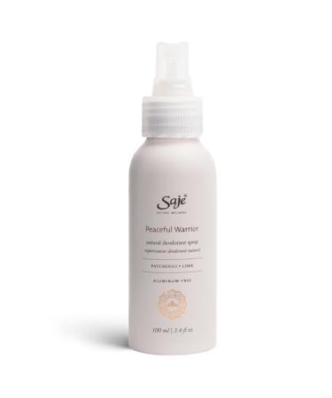 Saje Peaceful Warrior Body Deodorant Spray - Aluminum Free Mineral Salts Patchouli & Lime - 3.4 fl oz | Best Women's Deodorant for All-Day Freshness - Buy Online on GoSupps.com