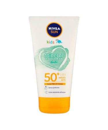 Nivea NIVEA KIDS Mineral Sunscreen SPF 50+ in a 150ml tube children's cream with 100% mineral filters and organic Aloe Vera sun lotion with effective protection against UV rays