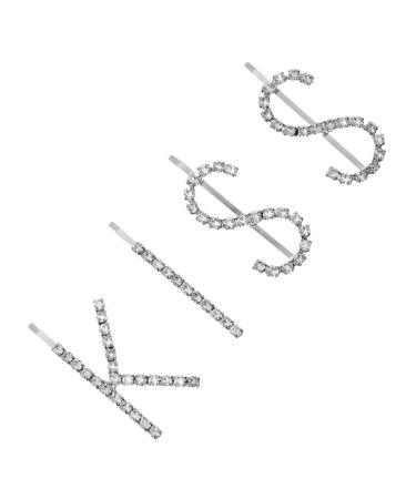 WOFASHPURET 1 Set Kiss Hairpin Sparkly Side Clip Hair Barrettes Rhinestone Headpiece for Women Glitter Hair Pin Bling Hair Clips Hair Jewels for Women Alloy Child Decorate Letter