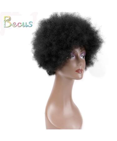 Shop Becus Short Afro Wigs for Black Women - Brazilian Real Hair Crazy Curly Afro-Puff Styles - Buy Online on GoSupps.com