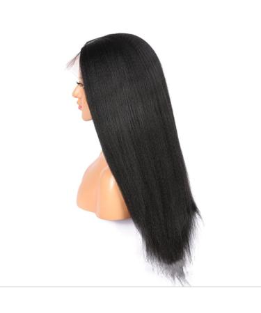 Greenmir Black Lace Front Wigs for Women - 24in Yaki Heat-Resistant Synthetic Hair 13x4 Side Part Lace Wig - Buy Online on GoSupps.com