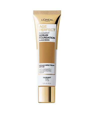L'Or al Paris Age Perfect Radiant Serum Foundation with SPF 50  Hazelnut  1 Ounce