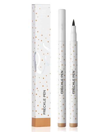 MAEPEOR Freckle Pen Light Brown Natural Faux Freckles Makeup Pen Waterproof Longlasting Soft Dot Sopt Pen Create Natural Sunkissed Skin for Beginners or Professional (Light Brown, 0.11 oz)