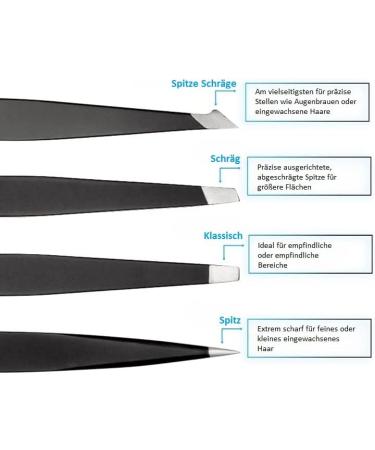 Rikans Precision Tweezers Set Pack of 4 Black Professional Tweezers Handy Carry Pouch Superior Stainless Steel Tweezer Set Splinters Eyebrows Facial or Ingrown Hair Blackheads Remover - Buy Online on GoSupps.com