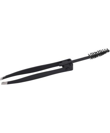 Verdant Touch Mini Slant Tweezer 2 in 1 Multifunctional Eyebrow Tweezer with Comb Slant Tip Mini Grooming Tool for Eyebrows Facial Hair Eyelashes Black - Buy Online on GoSupps.com