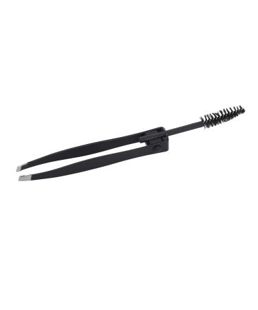 Multifunctional Eyebrow Tweezer with Eyebrow Comb Black 2 in 1 Makeup Grooming Tool for Eyebrows Or Facial Hair