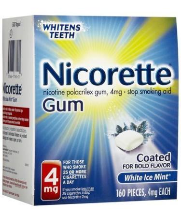 Nicorette OTC Stop Smoking Nicotine Gum 4mg-White Ice Mint-160 ct. (Quantity of 1)
