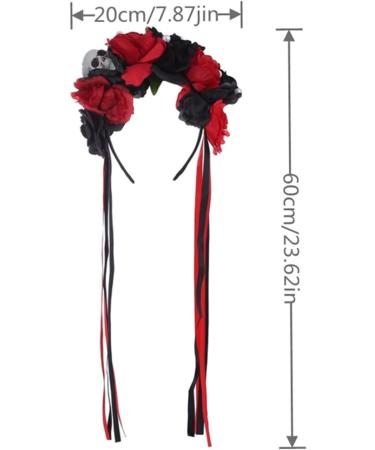 amangul Goth Flower Crowns For Women Gothic Skull Headband Halloween Headband Goth l Headband Day Of the Dead Headband(Black Red) - Buy Online on GoSupps.com
