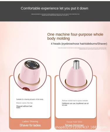 Portable 4-in-1 Electric Hair Removal Device - USB Charging Multi-Functional Women's Facial Shaver & Lipstick Trimmer (Pink) - Shop Now - Buy Online on GoSupps.com