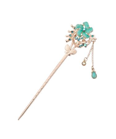 Awocan Chinese vintage hair sticks with tassel retro flowers hair hair needle hairstyle chignon hairpin dasif craps for women (blue)