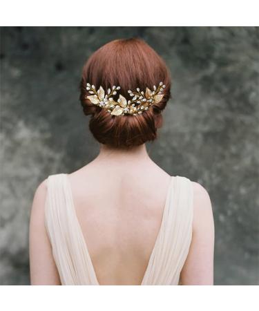 Flayem Bridal Wedding Hairpins - Gold Pearl Flower Headpiece | Bridal Accessories for Bridesmaids & Girls (Set of 3) - Buy Online on GoSupps.com