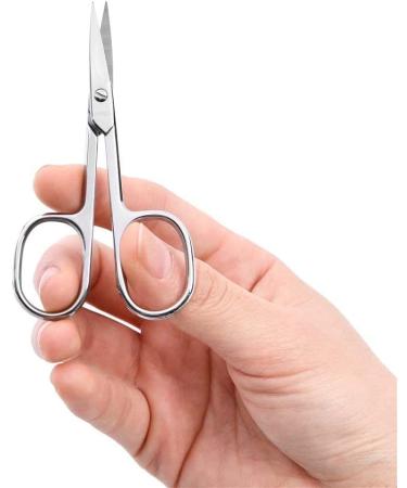LIVINGO Premium Stainless Steel Manicure Scissors - Multi-purpose Cuticle Pedicure Kit for Nails, Eyebrows, Eyelashes, and Dry Skin - 3.5 inch Curved Blade - A-silver - Buy Online on GoSupps.com