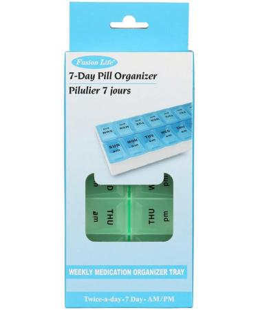 7 Day Pill Organizer AM/PM - Weekly Medication Planner (Blue) | International Shipping Available - Buy Online on GoSupps.com