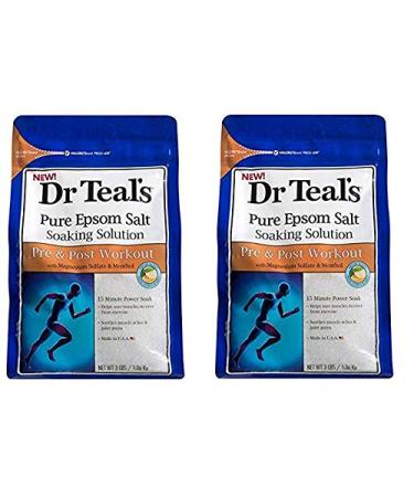 Dr Teal's Epsom Salt Soaking Solution, Pre & Post Workout, 3lbs Pack of 2