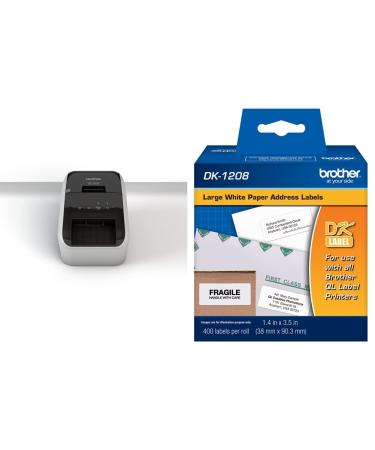 Brother QL-800 High-Speed Label Printer + DK-1208 Large Address Paper Label Roll (QL-500/550 Series) Label Printer + Label Roll