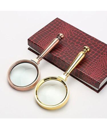 Handheld Magnifying Glass 10 Times Full Metal Gold Bronze Old Man Reading HD Optical Glass Magnifying Glass Length 18.5cm Made in China - Buy Online on GoSupps.com