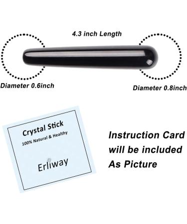 Natural Black Obsidian Massage Stick - 4.3 Handmade Gua Sha & Acupuncture Therapy Tool for Women - Crystall Massage Device - Buy Online on GoSupps.com