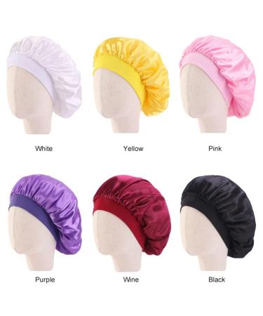 LEORX 5pcs Children Satin Sleeping Cap Set - Soft Bonnet with Wide Elastic Band for Kids (Yellow Purple Black Pink Red) - Buy Online on GoSupps.com