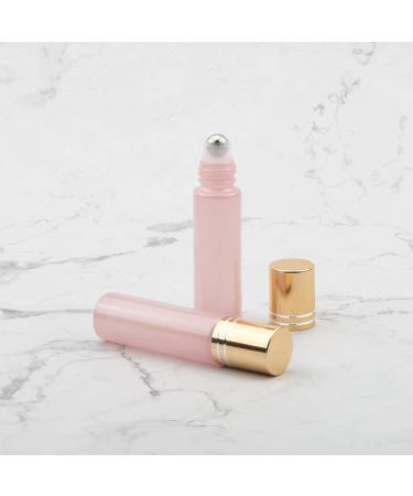 Rowiz 10pcs Essential Oils Roll on Bottles 10ml Refillable Empty Glass Rollerball Bottles with Golden Cap Perfect for Homemade Perfume Fragrance Aromatherapy Oils Pearly Pink - Buy Online on GoSupps.com