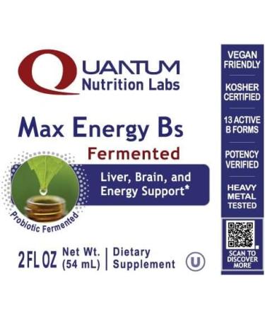 Quantum Nutrition Labs Max Energy Bs Probiotic - Fermented High Potency Vitamin B Formula - Energy Booster for Brain & Liver - Plant-Based Liquid Drops - 2 Fl oz - Buy Online on GoSupps.com