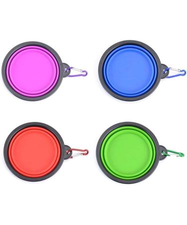Moacc Foldable Silicone Dog Bowl Set - 4 Pack Travel Bowls for Dogs & Cats | Spout-Safe with Buckle - 400ml in Blue Green Purple & Red - Buy Online on GoSupps.com